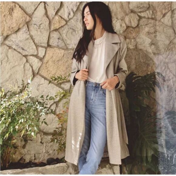 New woman’s Elizabeth & James Herringbone Long Belted XL oversized trench Coat